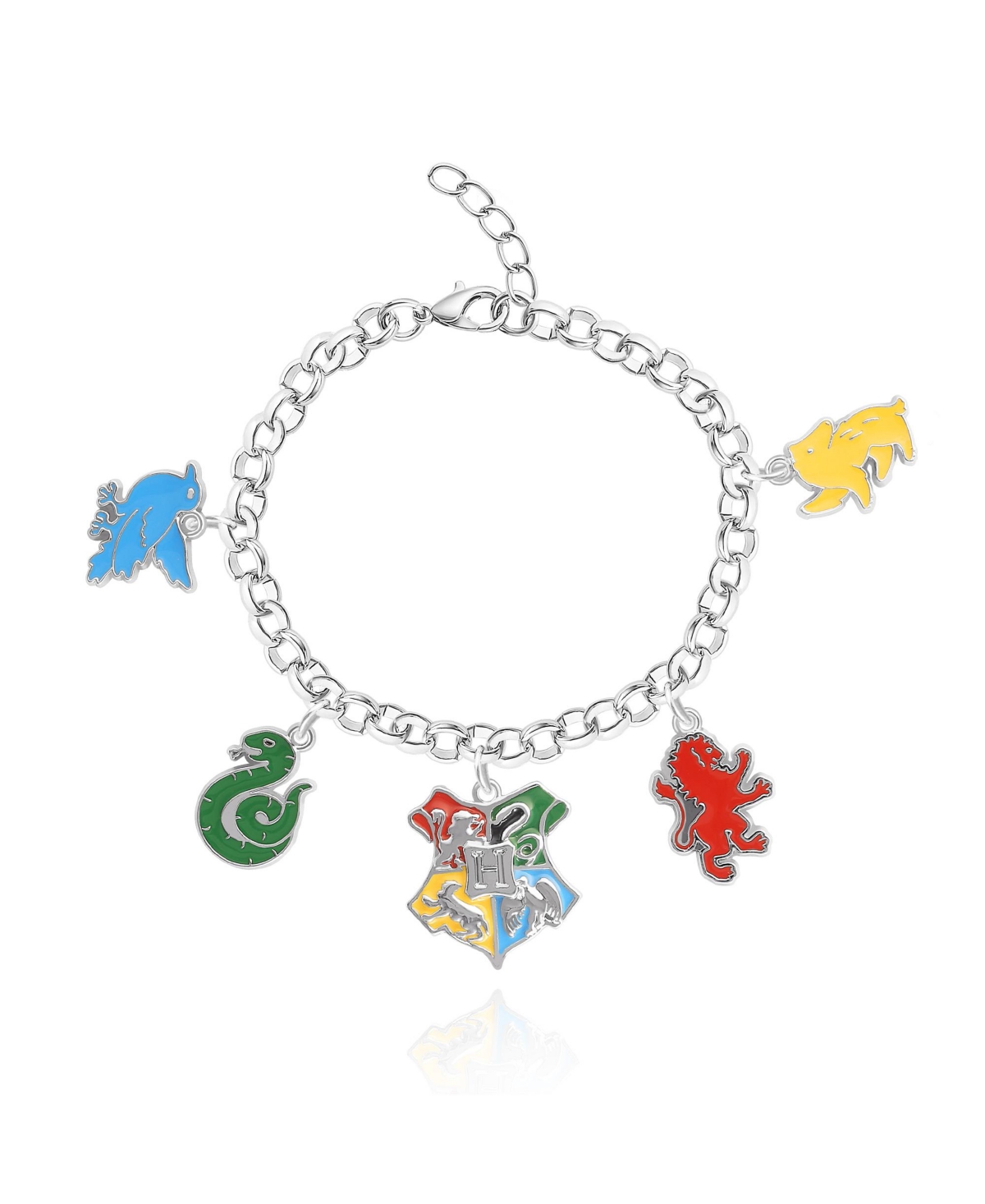 House Charm Bracelet - Silver tone, red, yellow