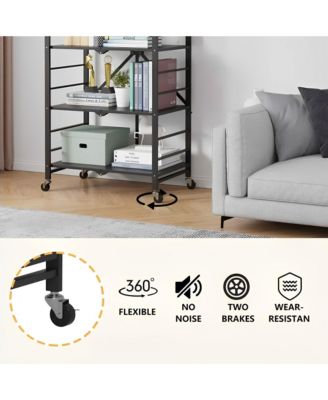 4-Tier Foldable Storage Shelves, Metal Shelving Units, Storage Rack, Black