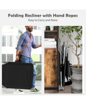 Set of 2 Beach Chaise Lounge Chair Folding Reclining Chair w/ Facing Hole Turquoise