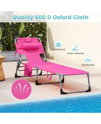 Set of 2 Beach Chaise Lounge Chair Folding Reclining Chair w/ Facing Hole Turquoise