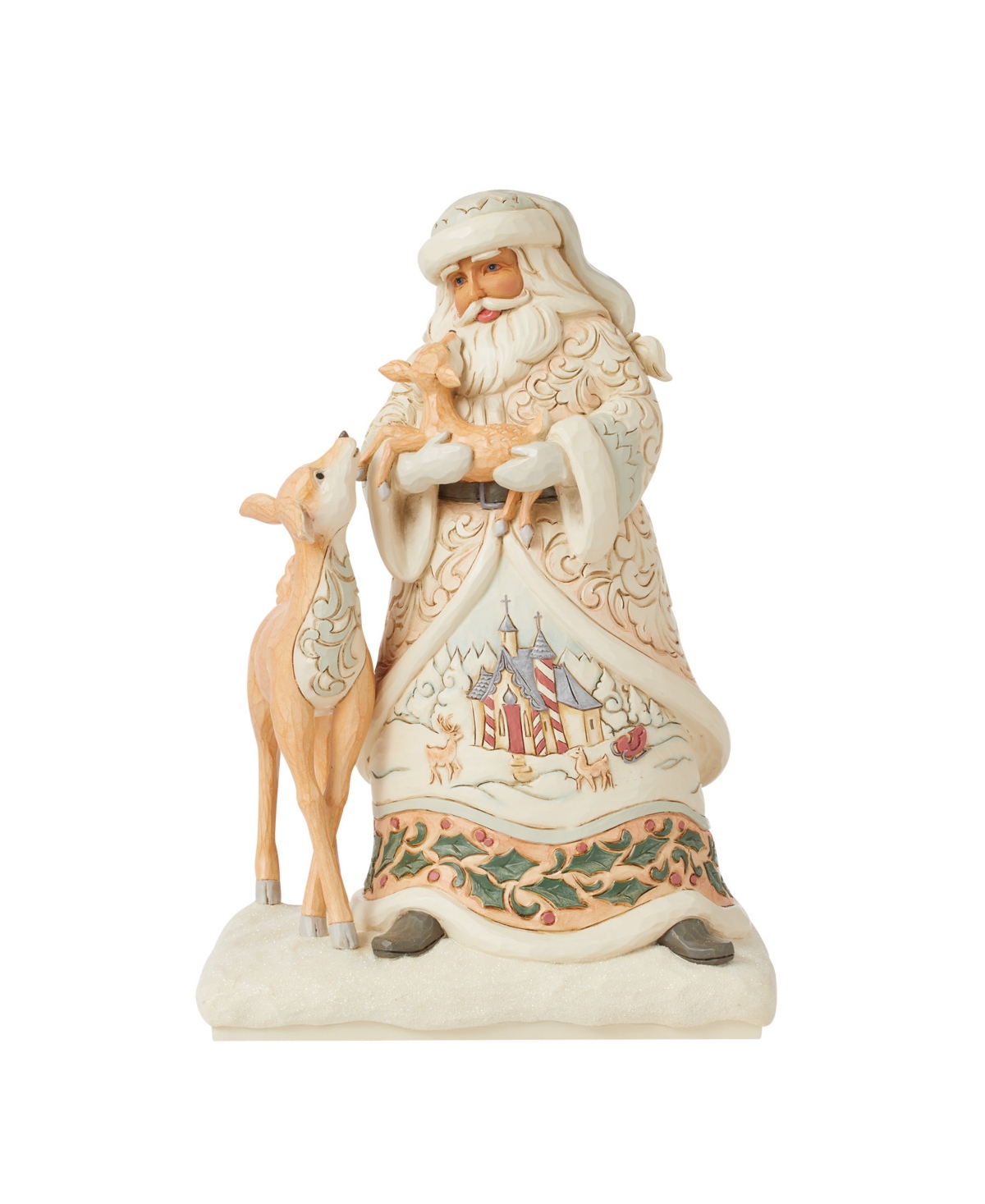 Jim Shore White Woodland Santa Holding Fawn Figurine In Multi