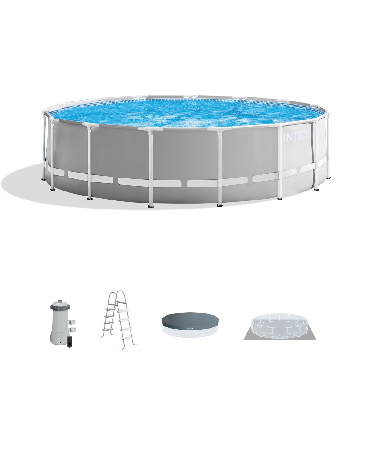 15ft x 48in Prism Above Ground Swimming Pool Set with Ladder and Cover - Gray