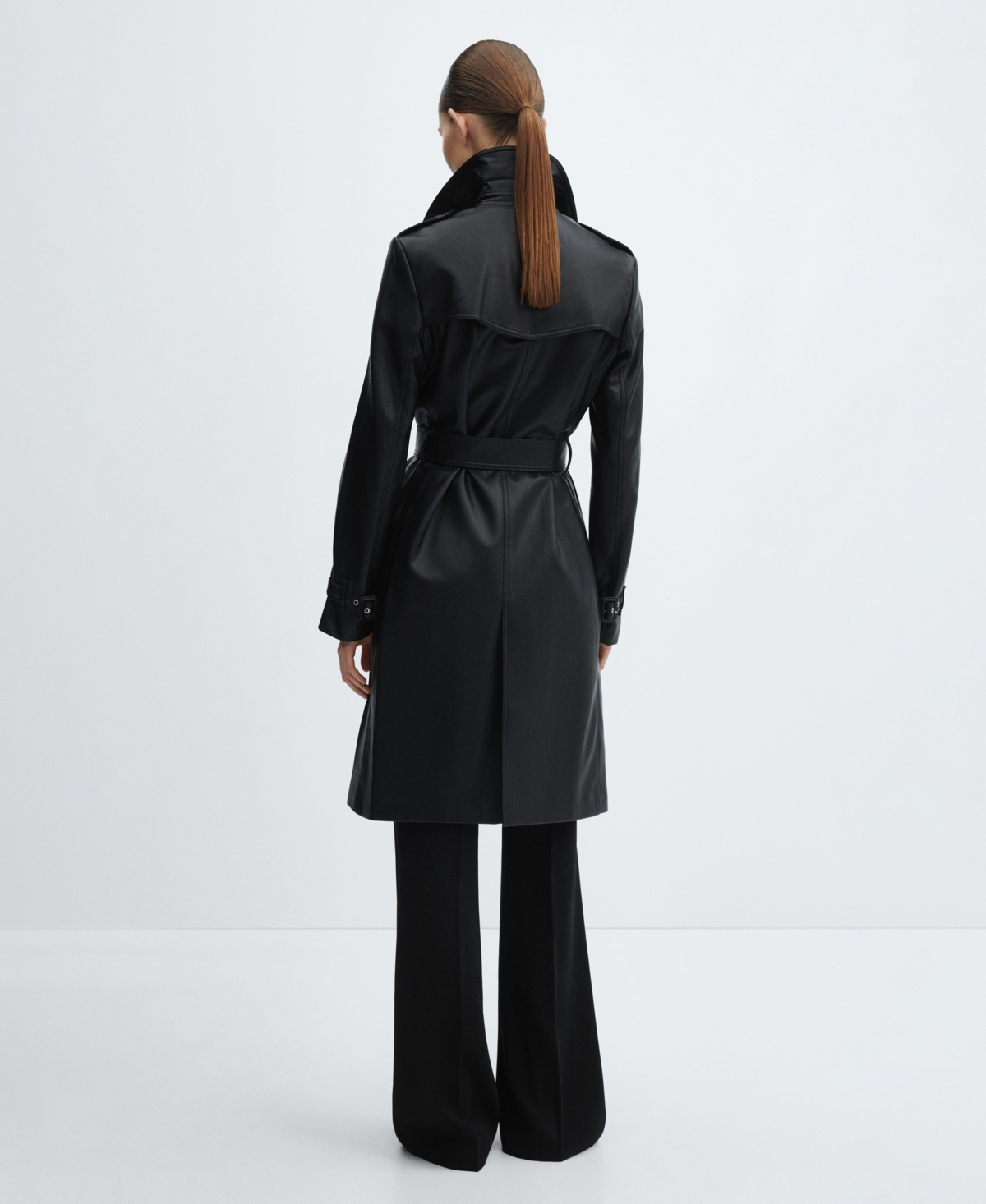 Mango Women's Leather-Effect Trench Coat
