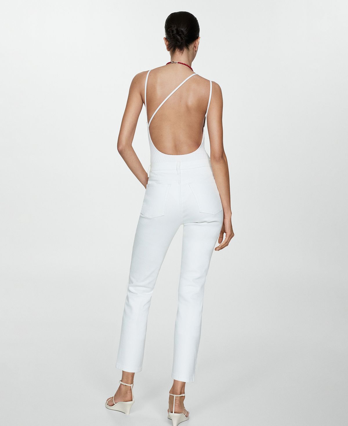 Mango Women's Claudia Slim Crop Waxed Jeans view 7 — MAYCSS fashion products