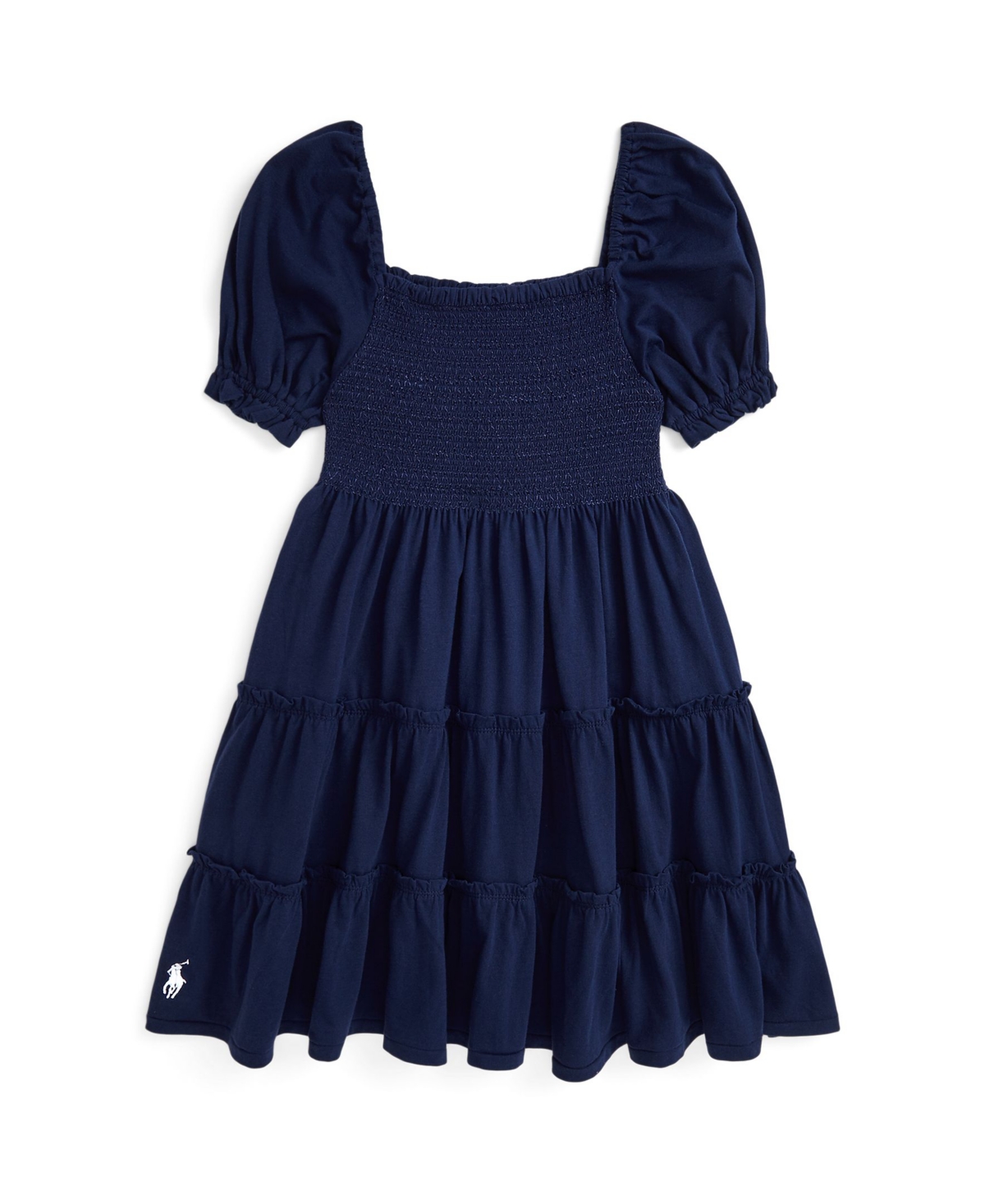 Polo Ralph Lauren Big Girls Smocked Cotton Jersey Dress - WHITE C1750