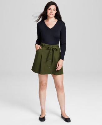 And Now This - Women's Button-Front Mini Skirt