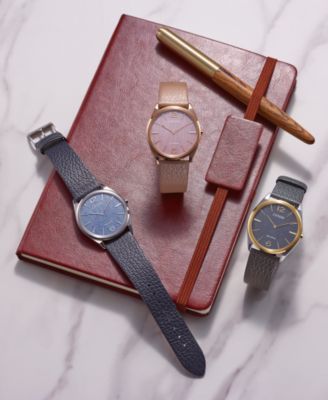 Eco-Drive Unisex Blue Leather Strap Watch 38mm