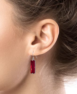 Color Crystal Rectangle Drop Earrings in Sterling Silver