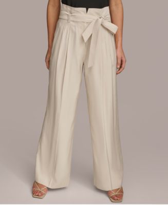 Donna Karan New York Donna Karan Women's Solid Tie-Waist Wide-Leg Pants ...