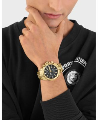 Men's Impact Chronograph Date Quartz IP Yellow Gold Bracelet 46mm