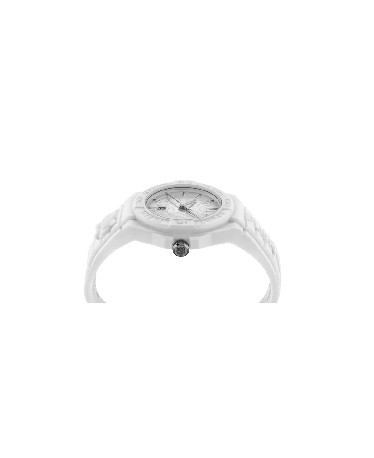 Мужские куртки Plein Sport Men's New Fearless 3 Hand Date Quartz White Silicone Strap 46mm — фото 3