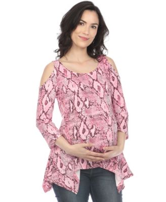 Maternity Snake Print Cold Shoulder Tunic