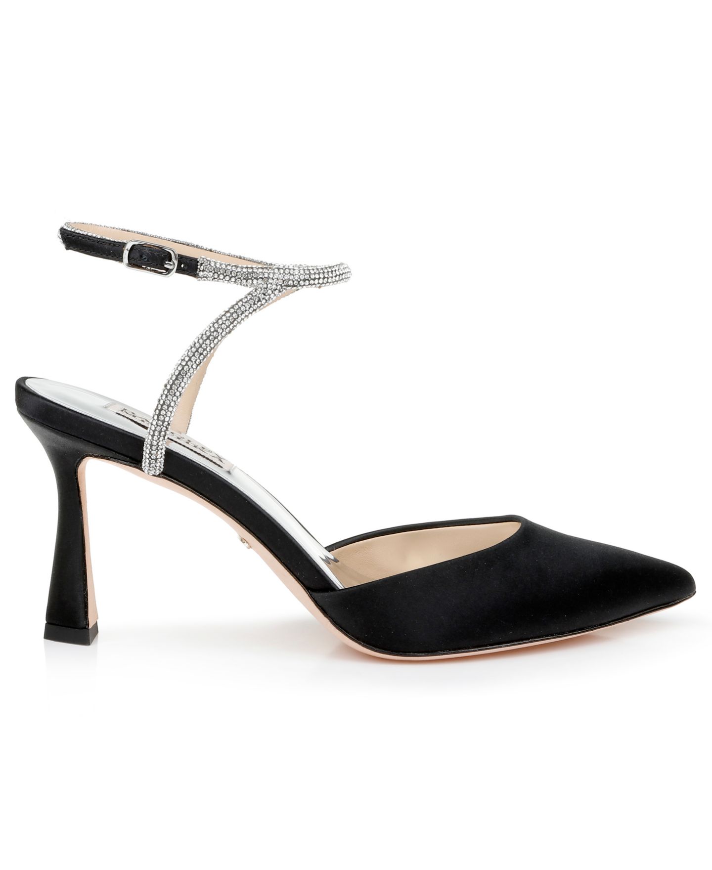 Женские туфли Badgley Mischka Kamilah Ankle Strap Evening Pumps, цвет: Чёрный атласный — фото 2