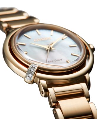 Eco-Drive Women's L Arcly Diamond Accent Rose Gold-Tone Stainless Steel Bracelet Watch 31mm