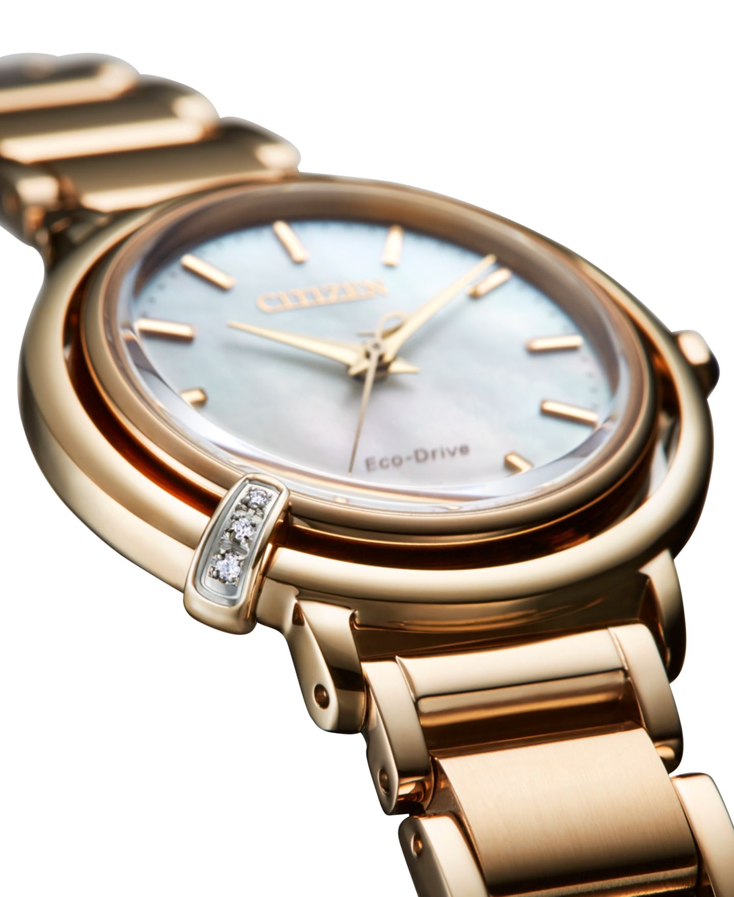 Женские часы Citizen Eco-Drive L Arcly Diamond Accent Rose Gold-Tone Stainless Steel Bracelet Watch 31mm — фото 8