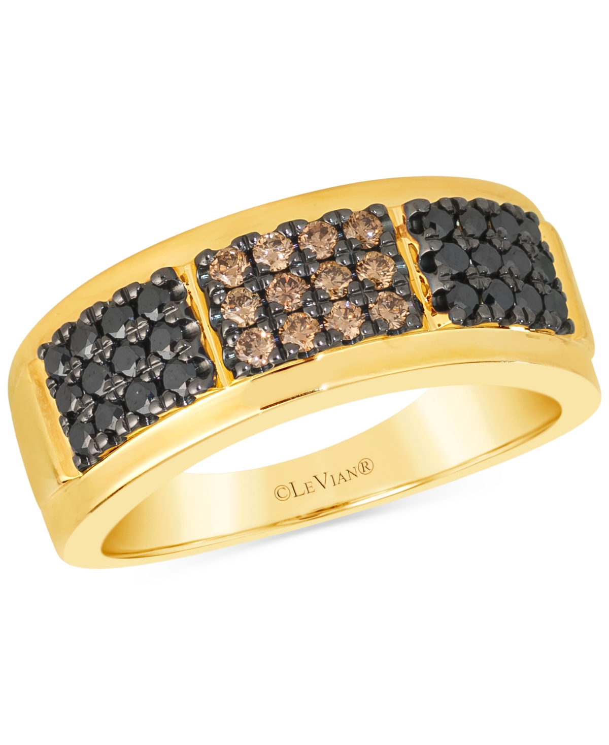 Le Vian Chocolatier Men's Chocolate Diamond & Blackberry Diamond Triple Cluster Ring (5/8 Ct. T.w.) In 14k G In No Color