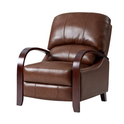 Alex Mid Century Modern Genuine Leather Manual Recliner