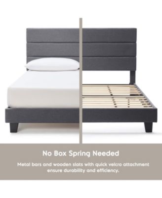 Horizontal Channel Upholstered Platform Bed - King - Navy