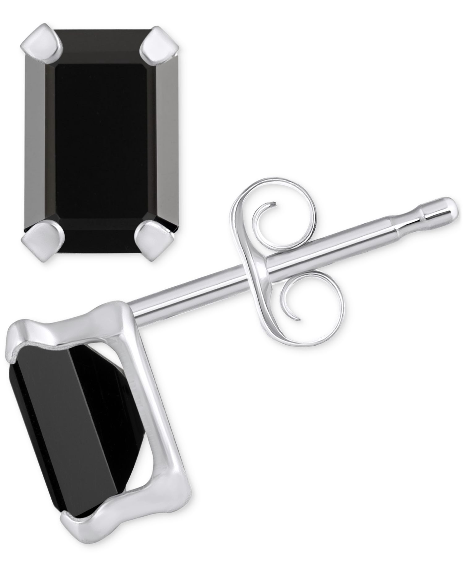 Onyx Emerald-Cut Solitaire Stud Earrings in 10k Gold