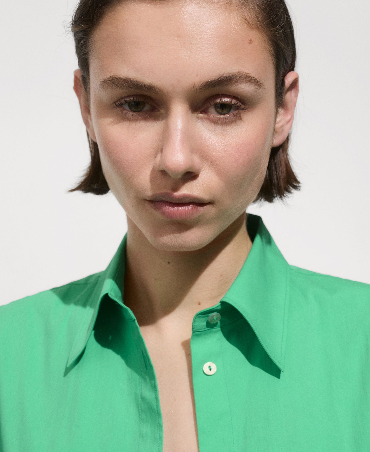 Женская рубашка Mango Buttoned Cotton, цвет: Зелёный — фото 4