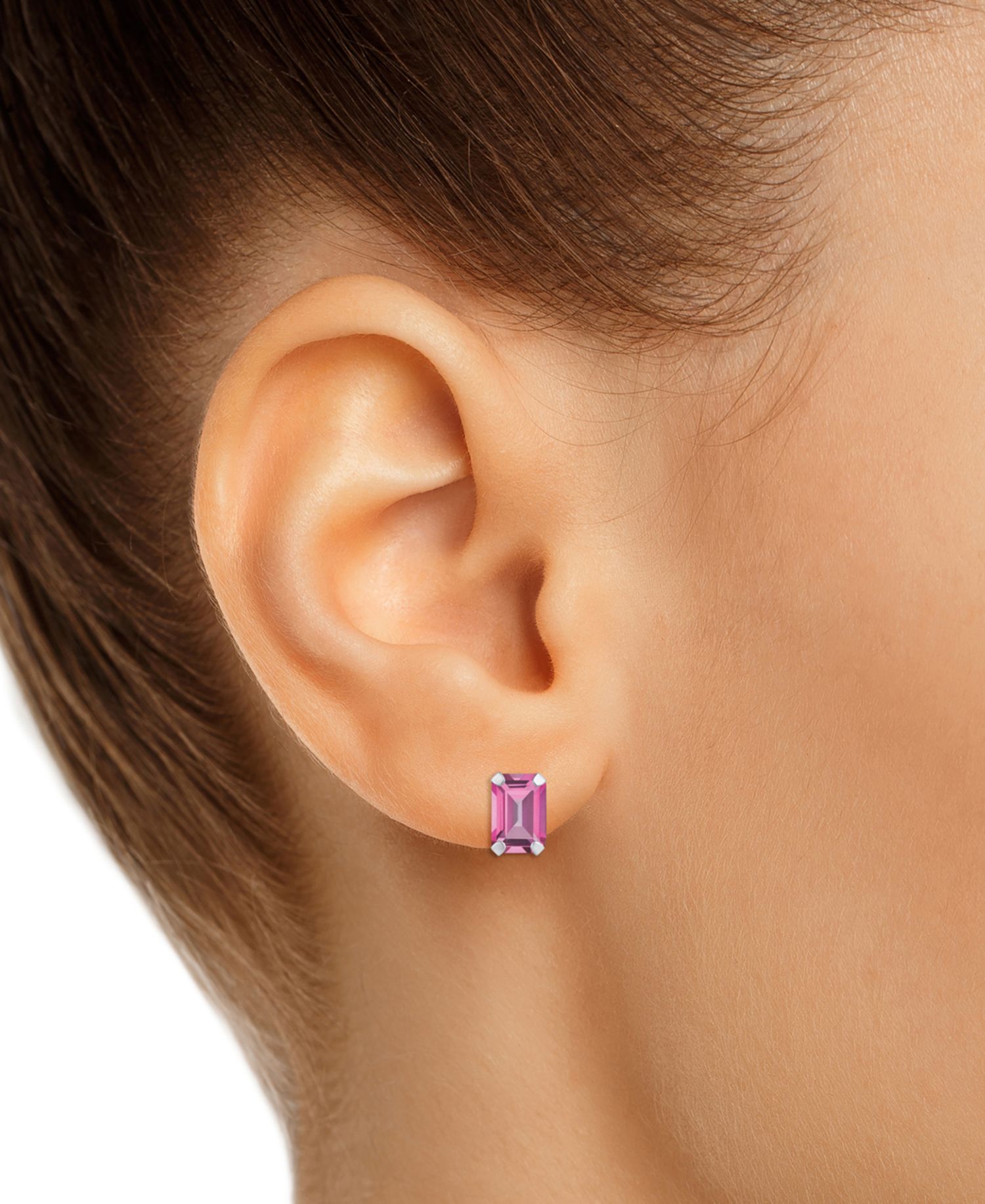 Pink Topaz Emerald-Cut Solitaire Stud Earrings (1-3/8 ct. t.w.) in 10k Gold