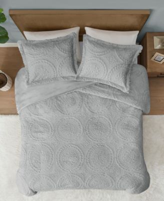 Arya Embroidered Medallion Faux Fur 3-Pc. Comforter Set, King/California King