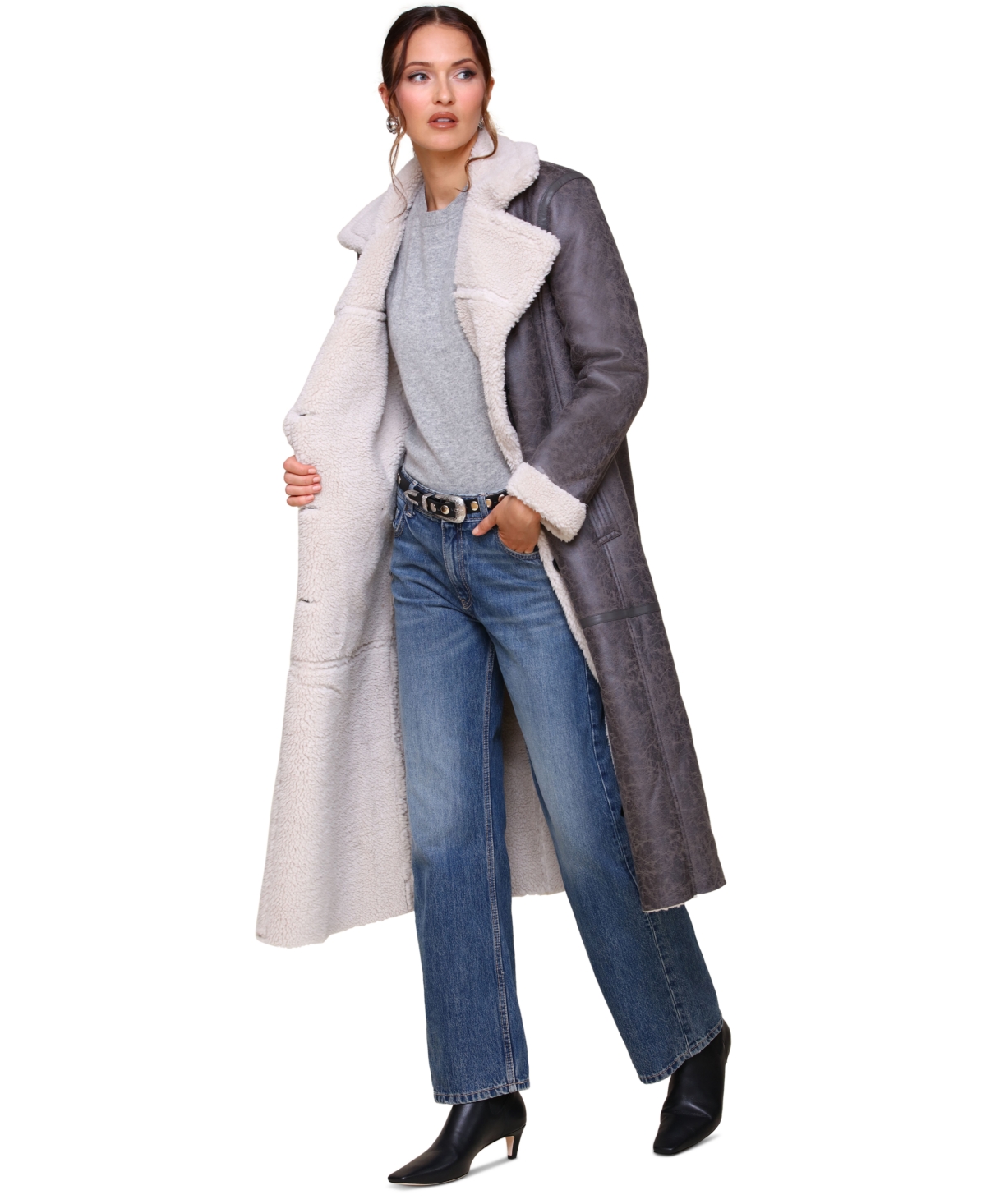 Avec Les Filles Women's Faux-Shearling Longline Coat