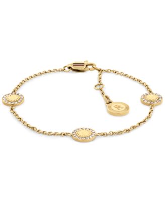 Tommy Hilfiger - Gold-Tone Stationed Crystal Pendant Bracelet