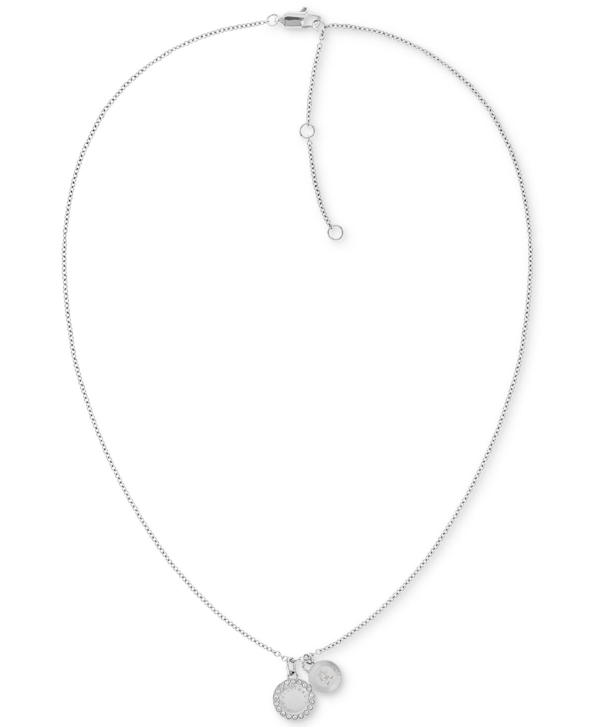Gold-Tone Circle Crystal Pendant Necklace, 16" + 2" extender - Silver