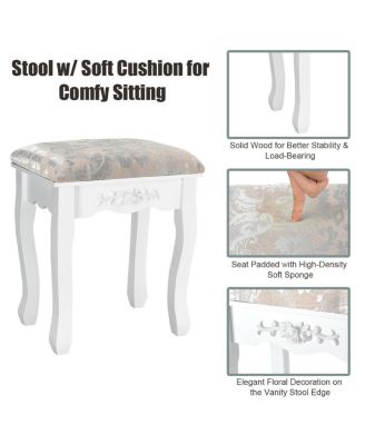 Vanity Table Set with Oval Mirror and 4 Drawers