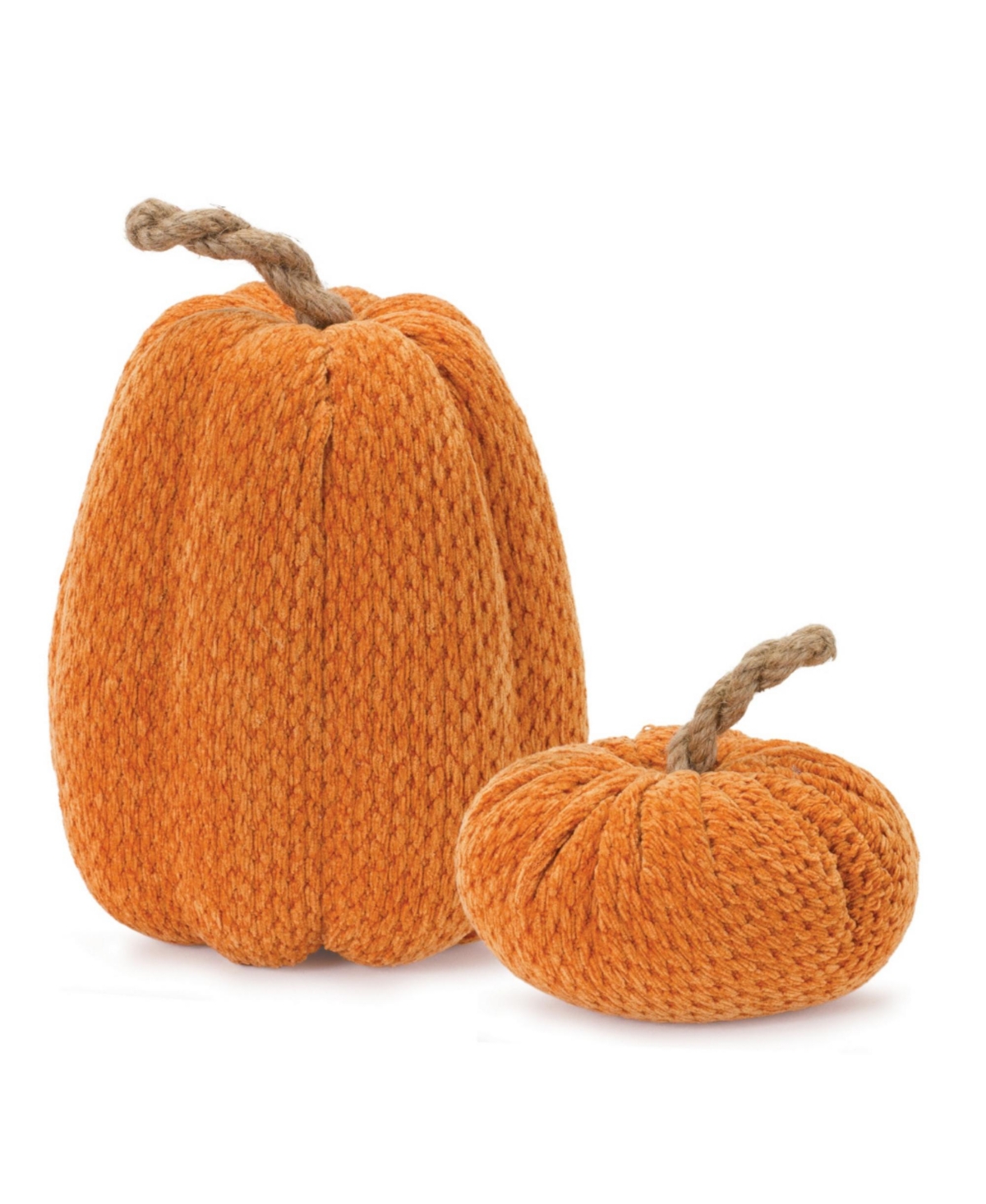 Set of 2 Plush Fabric Pumpkins for Cozy Fall Home Decor - Orange, Brown