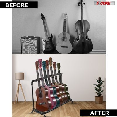 Guitar Rack 7 Slot Multi Guitars Stands Floor Safe Storage for Electric Acoustic Flying V Guitars