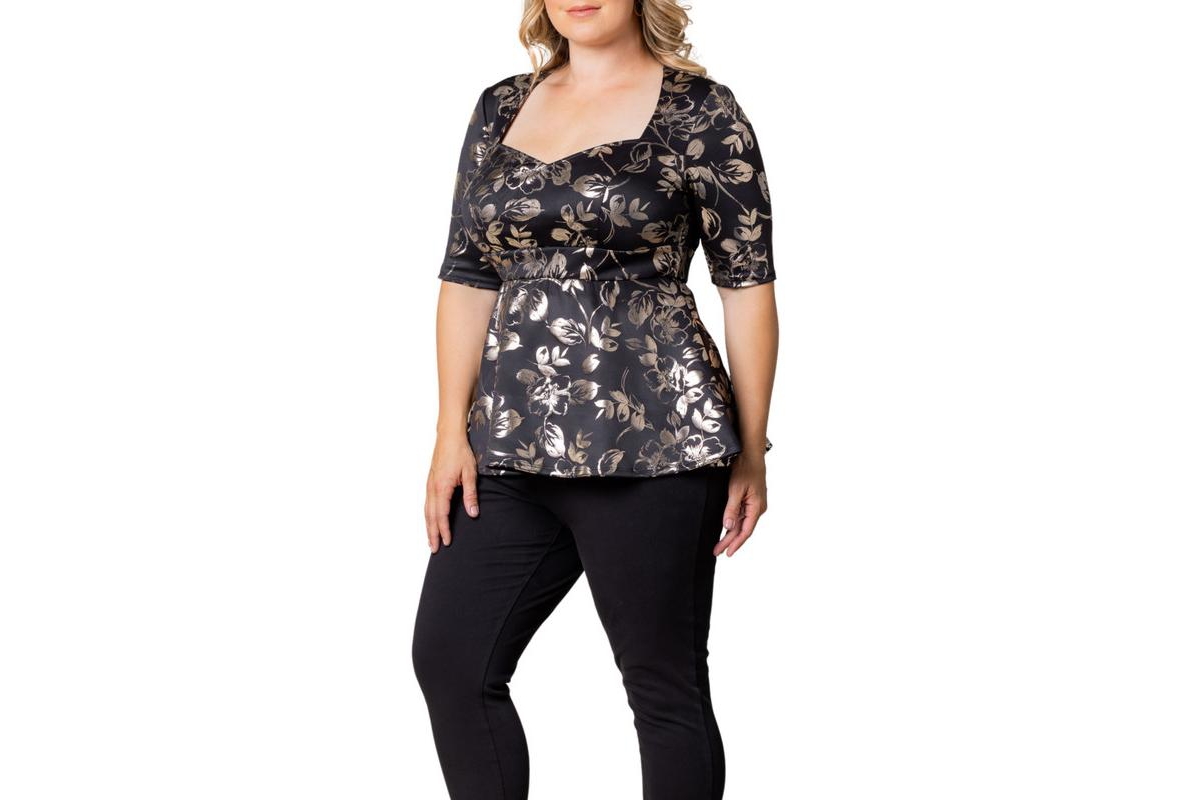 Kiyonna Plus Size Cherished Sweetheart Peplum Top