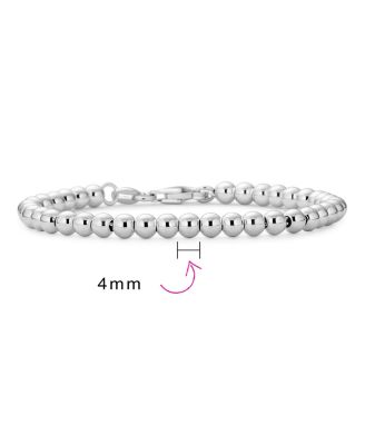 Simple Plain Hand Strung Polish Round Light Weight Sterling Silver Bead 4MM Ball Strand Bracelet 7 Inch