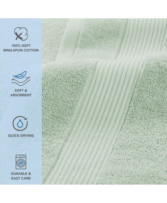 600 GSM Ringspun Cotton Hand Towels, 6-Pack, 16" x 28" with Striped Dobby Border