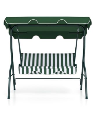 3 Seats Patio Canopy Steel Frame Swing Glider Hammock Cushioned Backyard Green