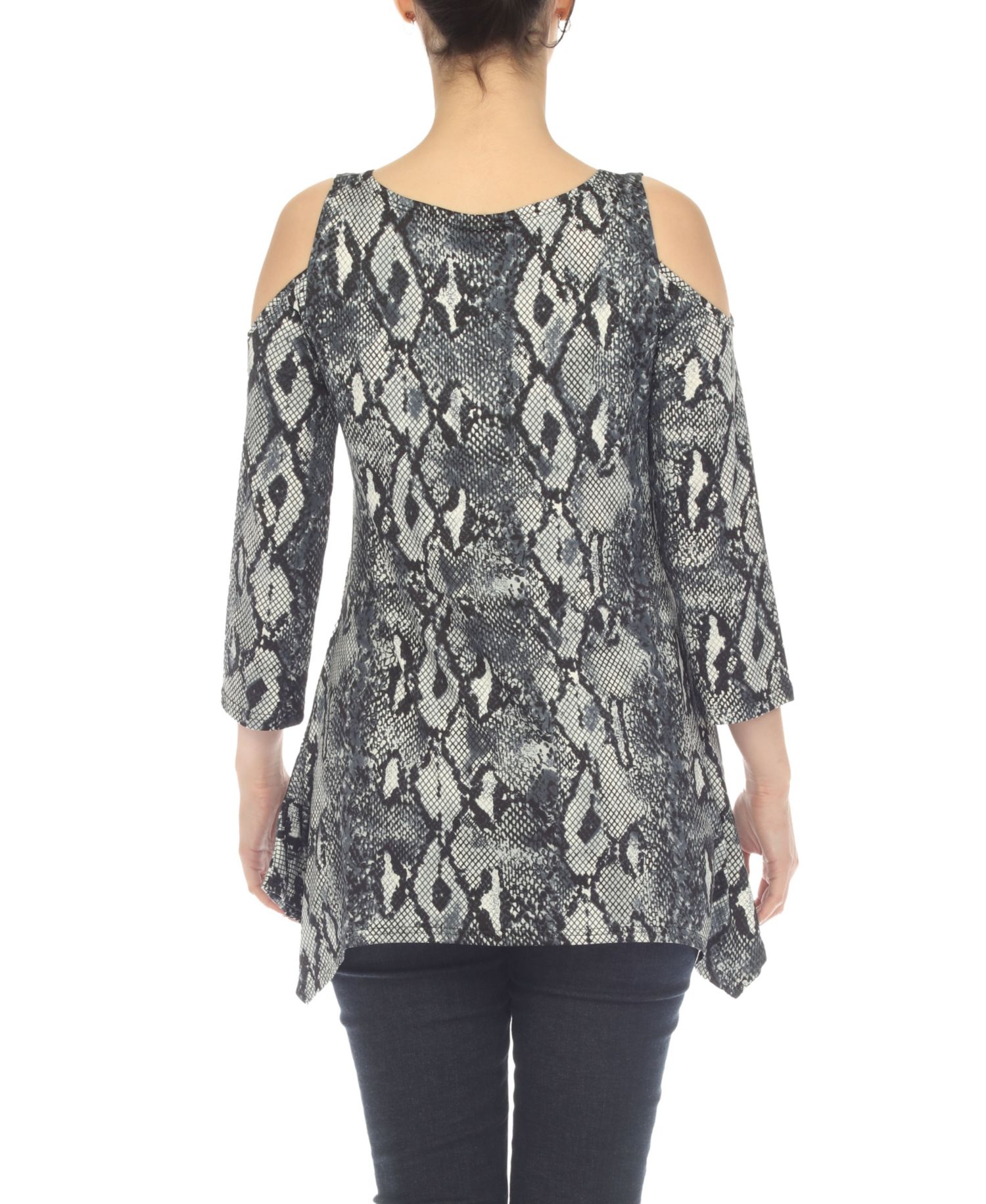 Maternity Snake Print Cold Shoulder Tunic