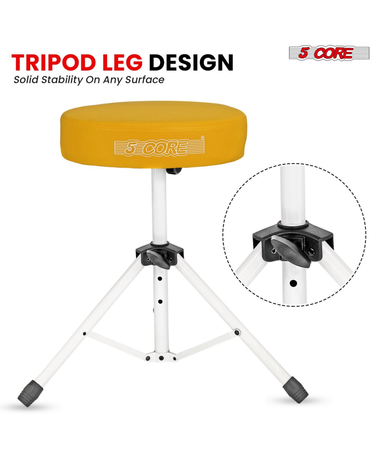 5 Core Drum Throne Padded Guitar Stool Height Adjustable Music Chair Ds 01 Ylw