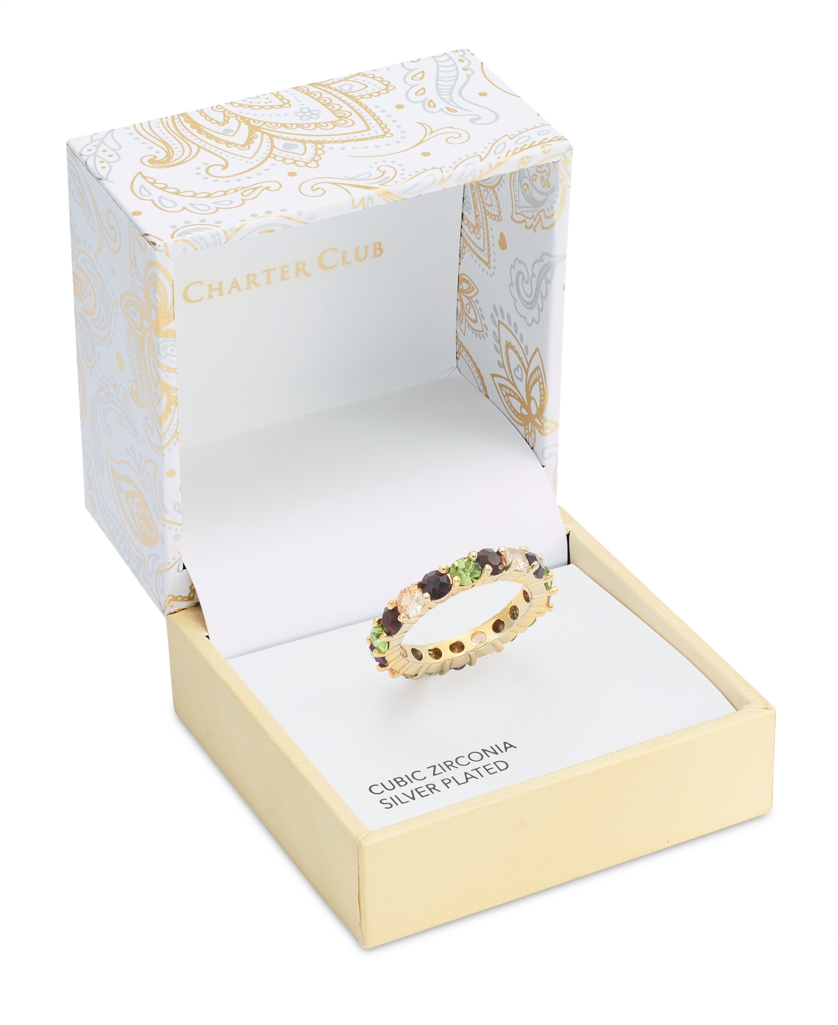 Charter ClubTone Multicolor Cubic Zirconia Band Ring, Created for Macy's - Gold
