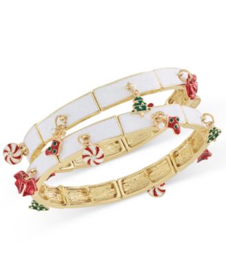 Holiday Lane - Gold-Tone Stretch Charm Bracelet