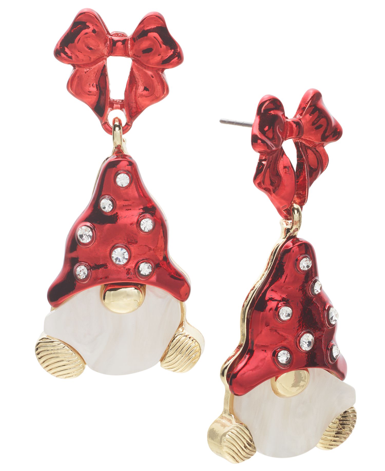 Gold-Tone Pav&eacute; Gnome Drop Earrings