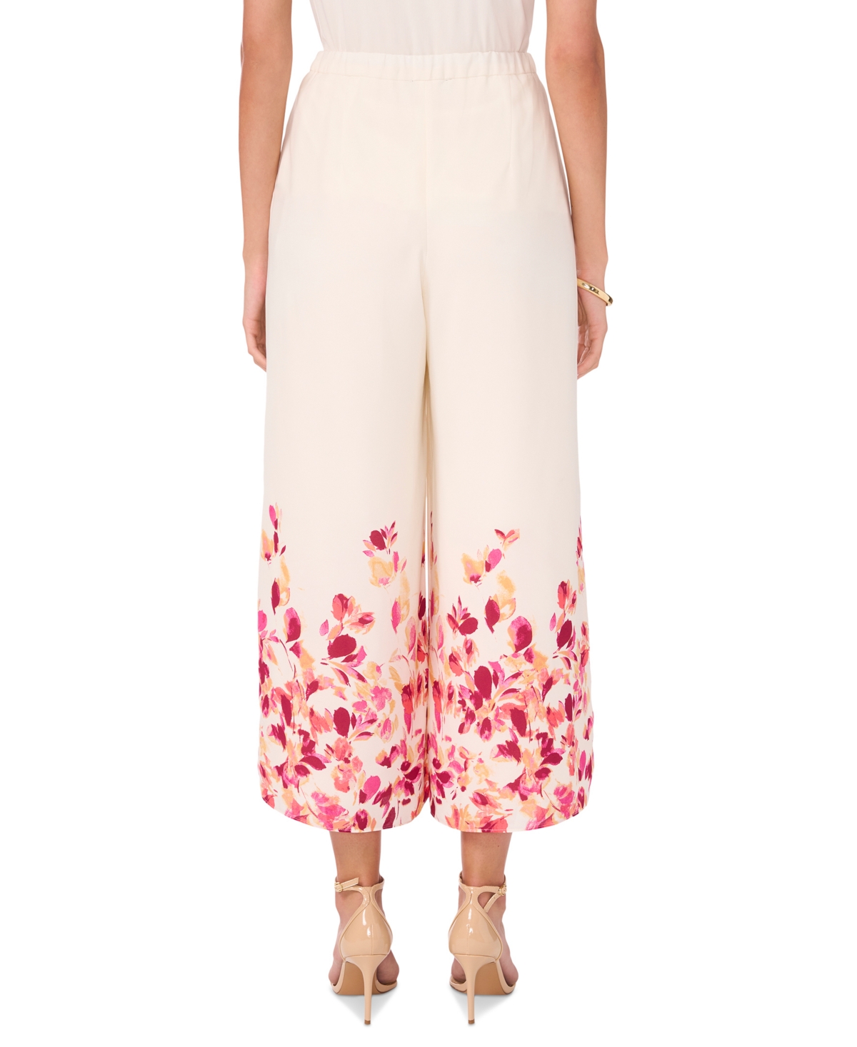 Sam & Jess Petite High-Rise Pull-On Printed Palazzo Pants -Pink