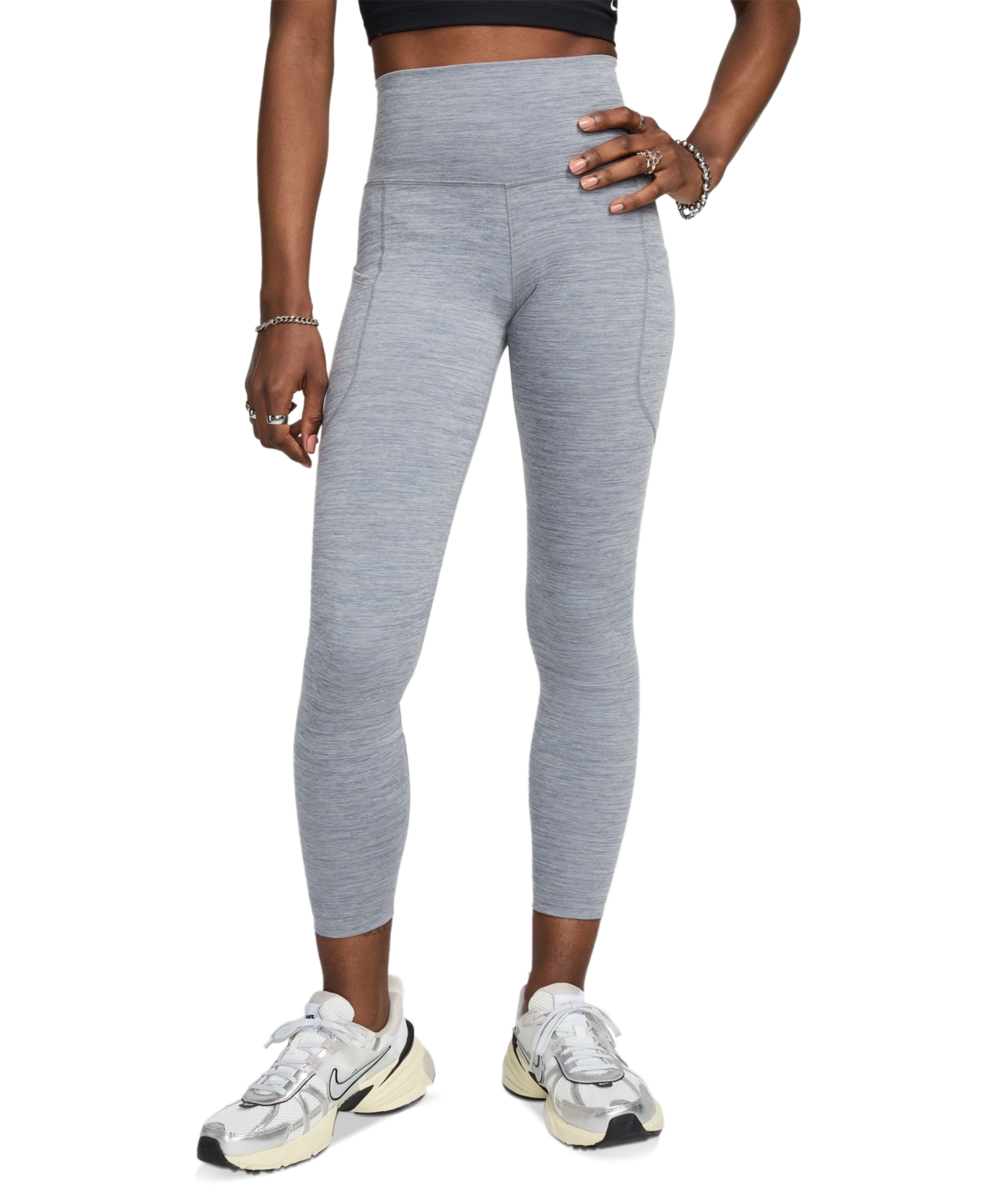 Women's One High-Waist 7/8-Leggings - Smoke Grey/htr/black