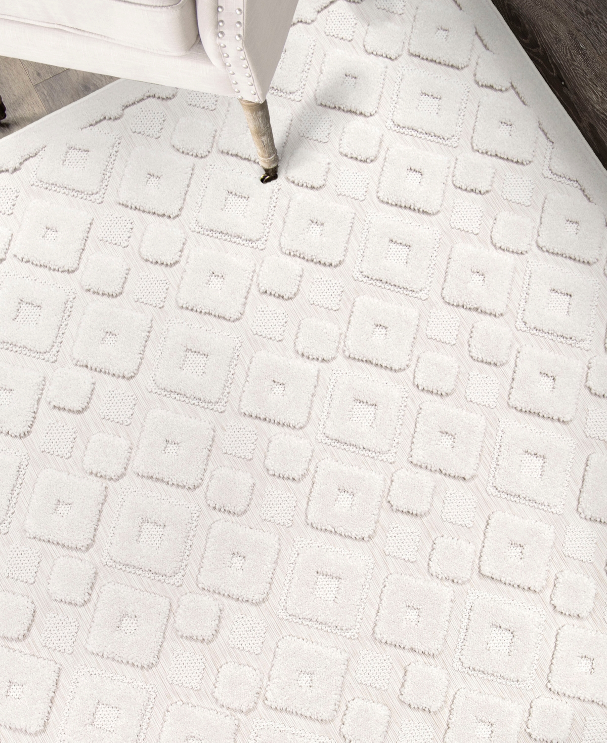 Orian Rugs Orian Crochet Diamond Park 7'10"x10'10" Area Rug In Bone