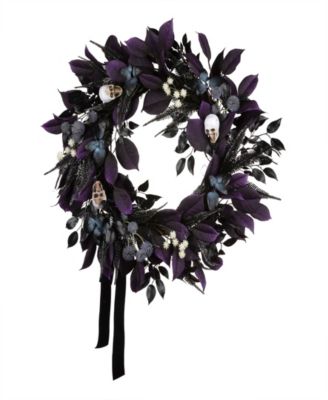 National Tree Company 26" Floral Mini Skull Wreath, 26 Inches