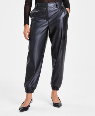 Women's Faux-Leather Joggers, Created for Macy's