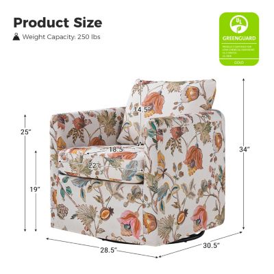 Modern Fabian Slipcovered Swivel Chair with Removable Slipcover