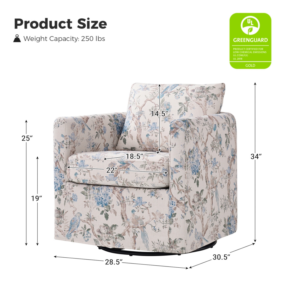 Modern Fabian Slipcovered Swivel Chair with Removable Slipcover