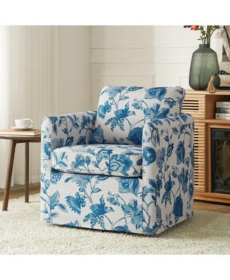 Modern Fabian Slipcovered Swivel Chair with Removable Slipcover