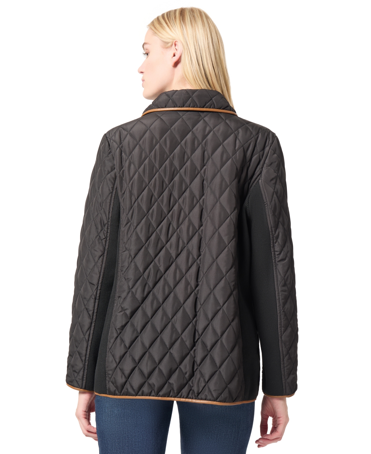 Jones New York Women's Quilted Snap-Front Rib-Trim Jacket